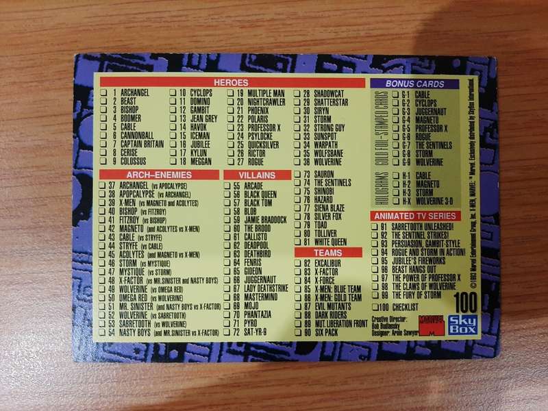 X-Men: Series 2 #100, Checklist