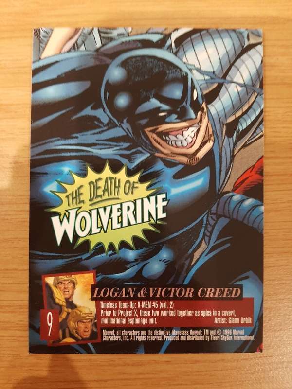 Fleer-Ultra X-Men Weapon X #9, Logan and Victor Creed