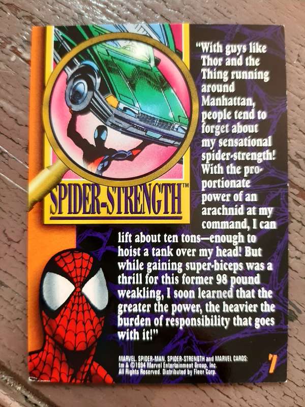 Marvel Cards `94 Powers #7, Spider-Strength