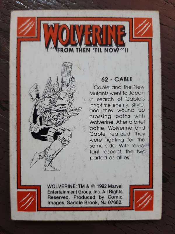 Wolverine `From then `til now` #62, Cable