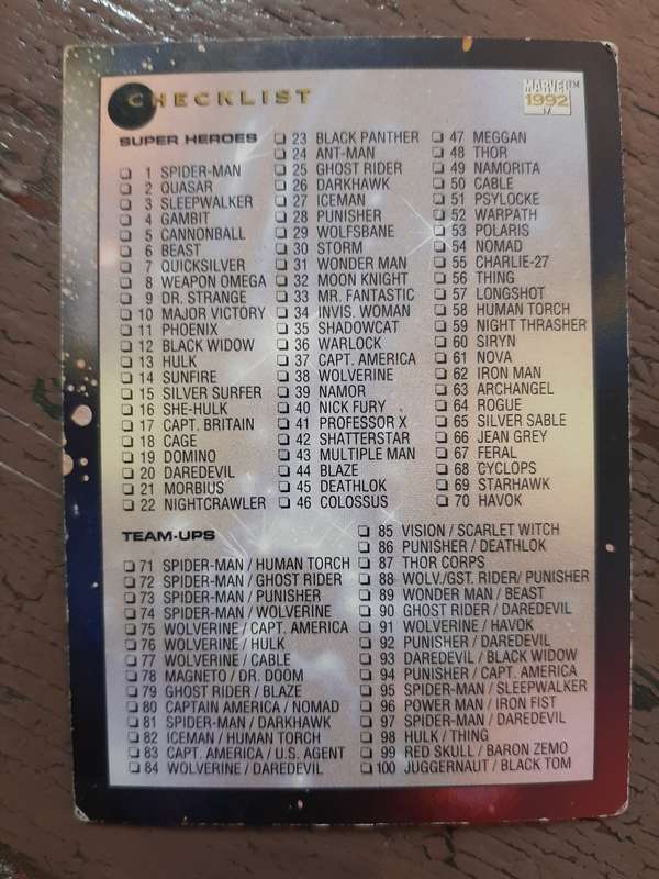 Marvel 1992 #200, Checklist