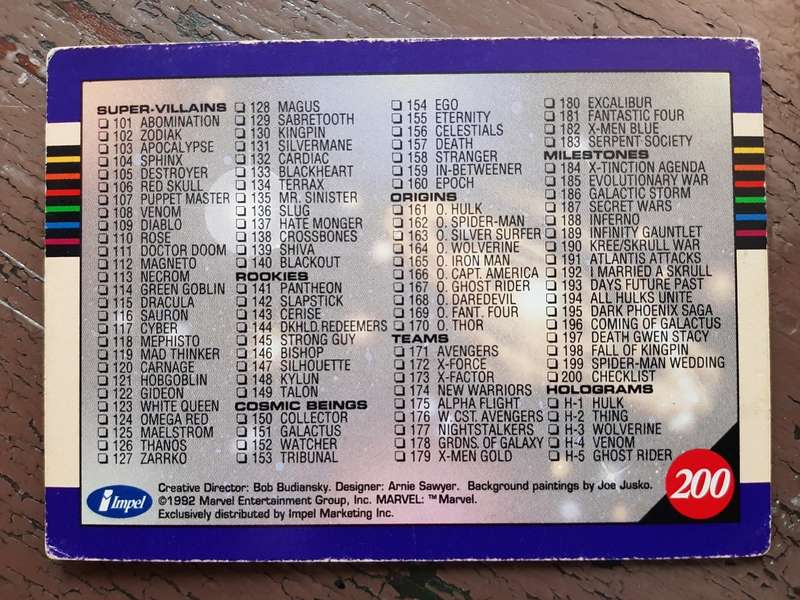Marvel 1992 #200, Checklist