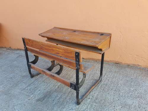 Oak Dubble Seater School Bench - 1940's
