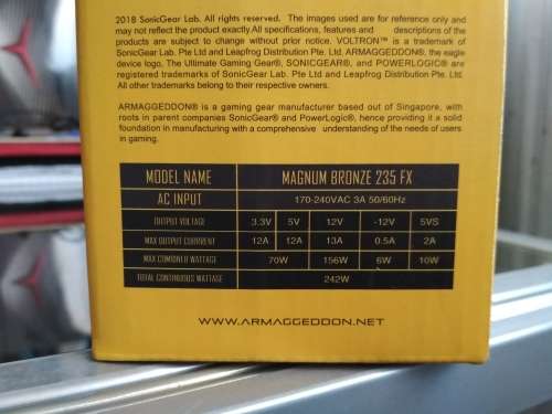 Armaggeddon Voltron Bronze 235FX Power Supply