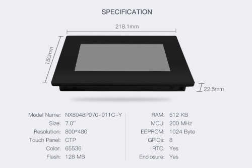 Nextion NX8048P070-011C-Y 7.0 HMI Capacitive Touch Display with enclosure