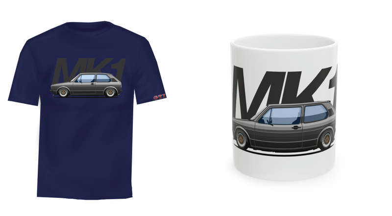 V.w Mk1 Premium Quality Tshirt Blue/Grey with Free Mug