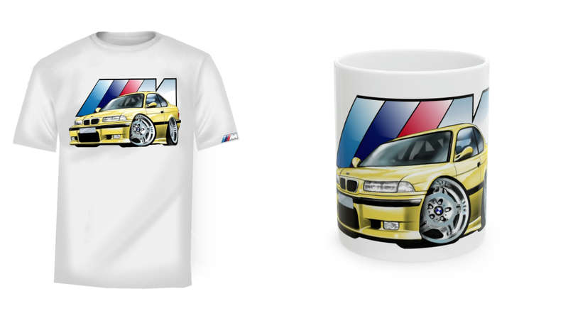 Bmw M3 Premium Quality T-shirt Black T-shirt & Yellow Print with Free Mug