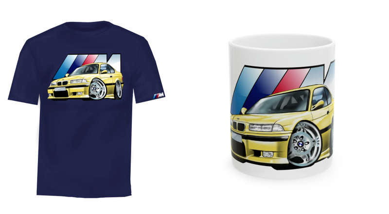 Bmw M3 Premium Quality T-shirt Black T-shirt & Yellow Print with Free Mug