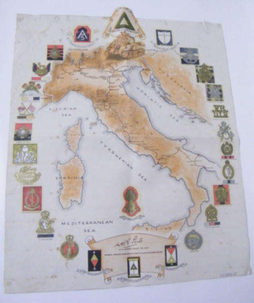 WW11 - Map of Italy showing the Regiments and Armies that participated in the invasion of Italy