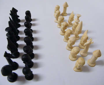Ebony and IVORY - Hand Carved Chess Men - Fantastic!!!