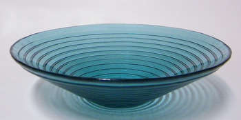 Turquoise Ribbed Fruit Bowl (29cm diameter, 8cm deep) - Damage Free!