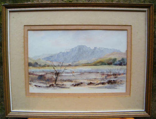 Margaret de Meillon - Original Water Color of Champagne Castle, KZN (Signed, Framed) - Beautiful!