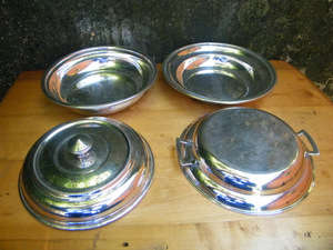 2 x Silver Plated Serving Dishes with lids