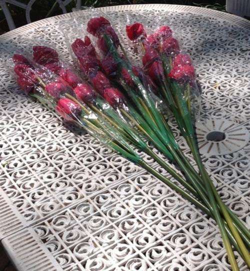 Pink Tulips Silk Flowers - Long stemmed (1.15m) with 4 large Tulip Heads - As New, Never Used!