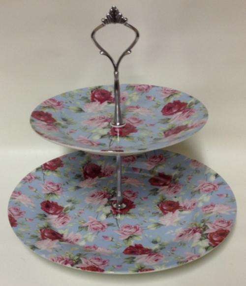2 Tier Roses Cake Serving Plate - Damage Free!