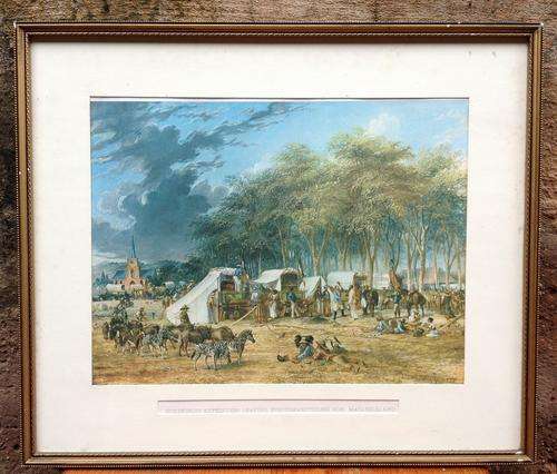 Africana - Framed Print behind Glass - Goldfields expedition leaving PMB for Matebeleland  (1870)