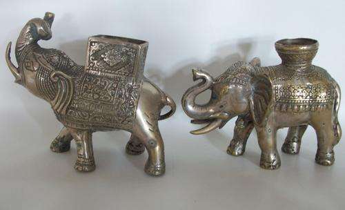 2 Silver Plated Elephants - 14cm & 11cm tall - 1.35kg - RARE and Lovely!