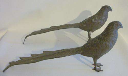 2 Metal Pheasants - 33cm long, 14cm tall - One bid gets both!