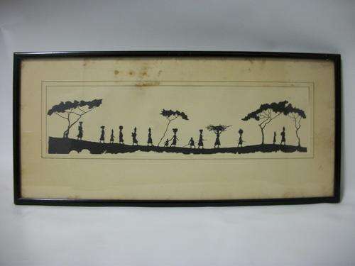 Silhouette Art - Women Fetching Water and Wood - 47 x 22cm