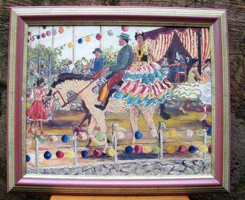 V Rosewear - Quirky and Colorful Painting of a Dancer on a Horse by this accomplised artist