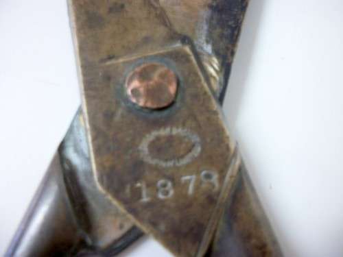 1878 - A Large pair of Brass Antique Scissors - 23cm long