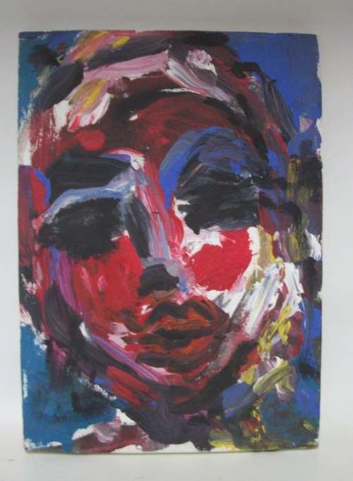 Abstract Oil on Board by A Lewin - Face 2 - Stretched onto frame - Ready for hanging