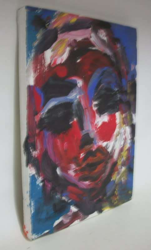 Abstract Oil on Board by A Lewin - Face 2 - Stretched onto frame - Ready for hanging