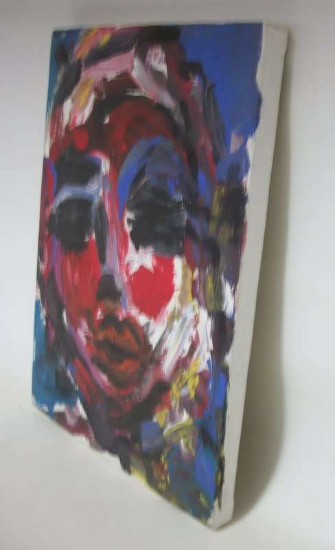 Abstract Oil on Board by A Lewin - Face 2 - Stretched onto frame - Ready for hanging