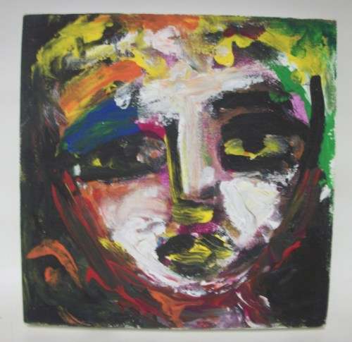 Abstract Oil on Board by A Lewin - Face 1 - Stretched onto frame - Ready for hanging