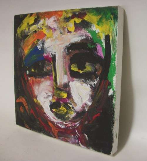 Abstract Oil on Board by A Lewin - Face 1 - Stretched onto frame - Ready for hanging