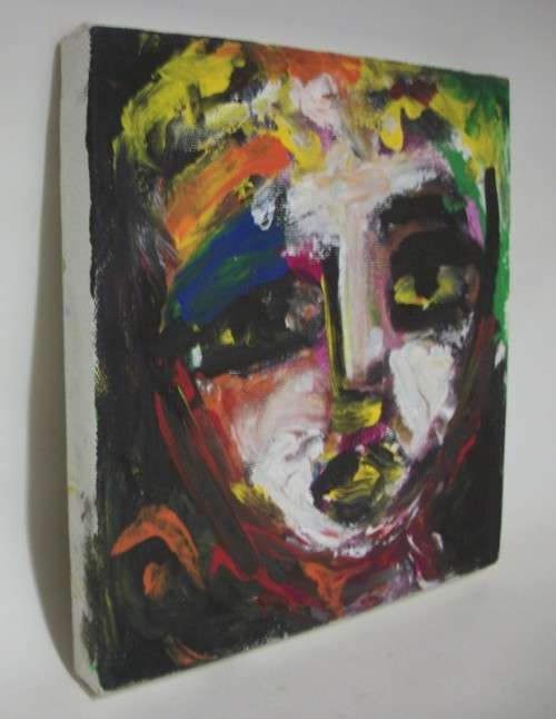 Abstract Oil on Board by A Lewin - Face 1 - Stretched onto frame - Ready for hanging