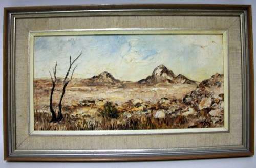 Joseph Stiens with COA - Klein Spitzkoppe  - Oil on Board, 37x23cm - Impasto Style