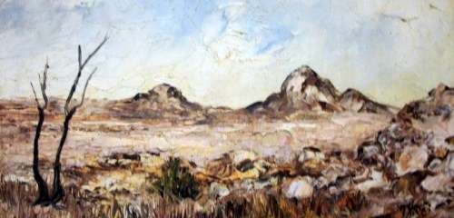 Joseph Stiens with COA - Klein Spitzkoppe  - Oil on Board, 37x23cm - Impasto Style