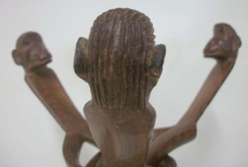 Intricately Carved Wooden Stand and Bowl - 19cm tall