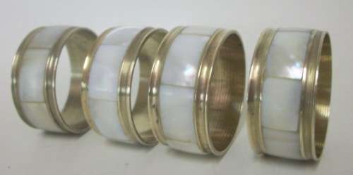 Mother of Pearl and Brass Napkin rings - Wow!