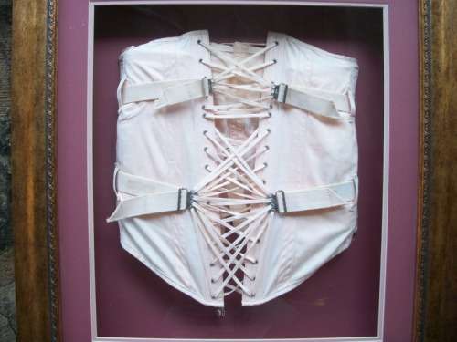 Antique CORSET, Framed behind Glass - LARGE 75cm x 68cm - 5.7kg