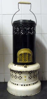 Large Antique Kerosene Enamel Heater in Perforated Design - Rare and Beautiful! - R1 N/R!!!