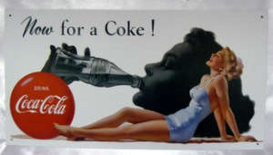 Coca Cola - Superb Nostalgic Enameled Tin Sign - Now for a Coke! Madness R1 N/R!!!