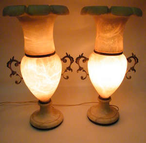 2 Solid Stone/Marble and decorative metal Lamps (50cm tall!!!) WOW R1 N/R!!!