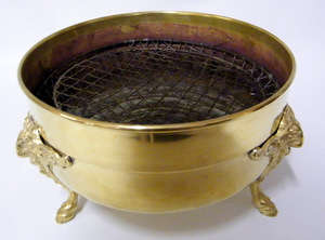 Brass Rose Bowl with Ornate Feet and internal grill (British Made) - Lovely!