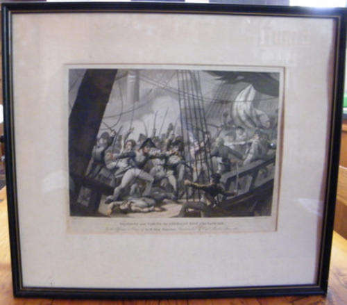 A Print of an Engraving "Boarding and Taking the American Ship Chesapeake",