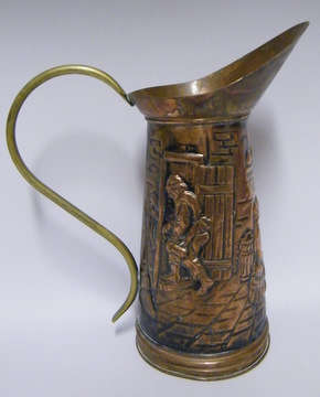 Large Copper and Brass Jug in raised design (28cm tall)- Crazy R1 N/R!!!