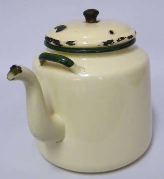 Large Enamel Ware Kettle (holds 4 liters +) - Stunning!