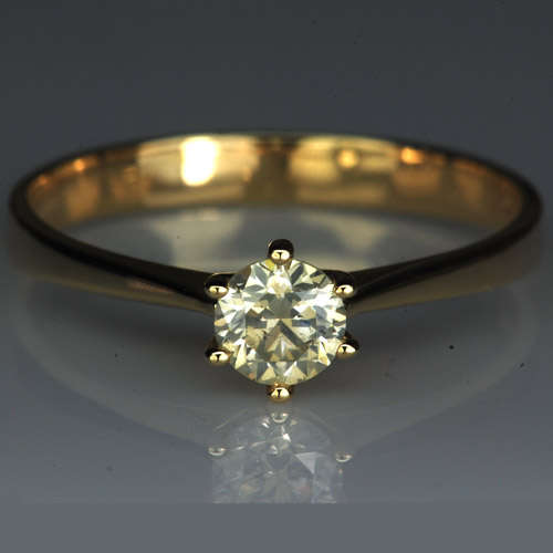 ***BREATHTAKING 0.42ct SOLITAIRE DIAMOND 18k YELLOW GOLD RING***