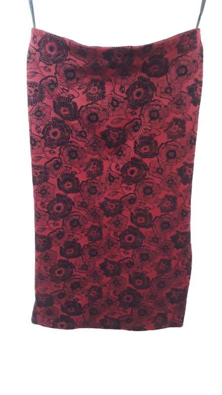 Red Floral Pencil Skirt