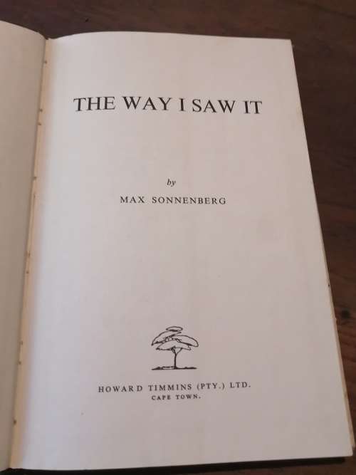 THE WAY I SAW IT - Max Sonnenberg *signed