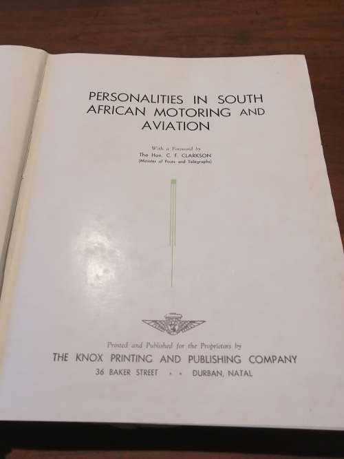 PERSONALITIES IN SOUTH AFRICAN MOTORING and AVIATION
