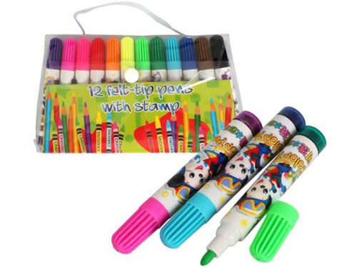 Classic Felt-Tip Pens With Stamp In Pouch