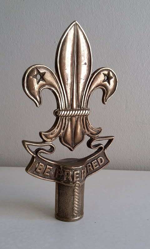 VINTAGE BRASS BOY SCOUT'S FLAG OR STAFF FINIAL - RESERVED MICHAEL