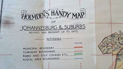 1950's APARTHEID ERA MAP OF JOHANNESBURG AND SURROUNDS DEPICTING SOPHIATOWN ETC.